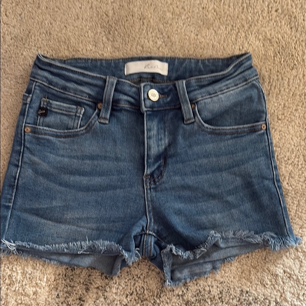 KanCan Blue Jean Shorts Mid-Rise Frayed Hem